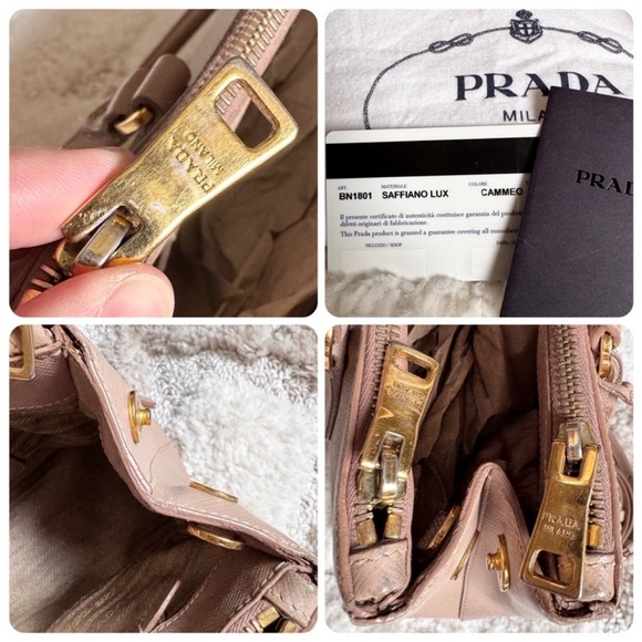 PRADA Saffiano Leather Galleria Double Zip Medium beige crossbody satchel bag - Picture 9 of 13